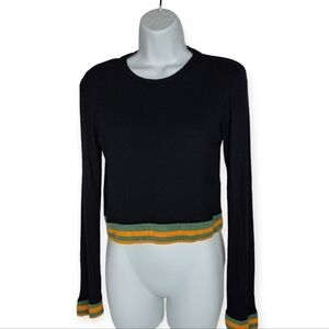 Urban Outfitters BDG Black Ribbed Crop Top Long Sleeve‎